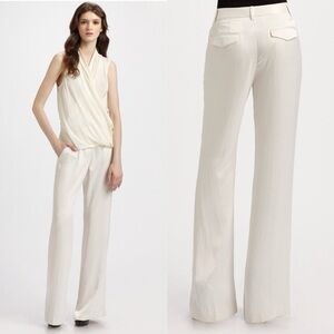 Theory Clean Flare Pant Double Sateen 2 size 0 off-white pearl shimmery